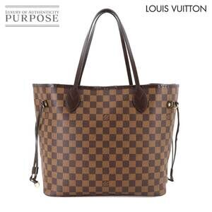 Louis Vuitton Damier Neverfull Tote Bag Ebene Brown Cerise Red